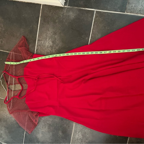 Scarlet Swing Dress with Sheer Sleeves - Picture 6 of 8